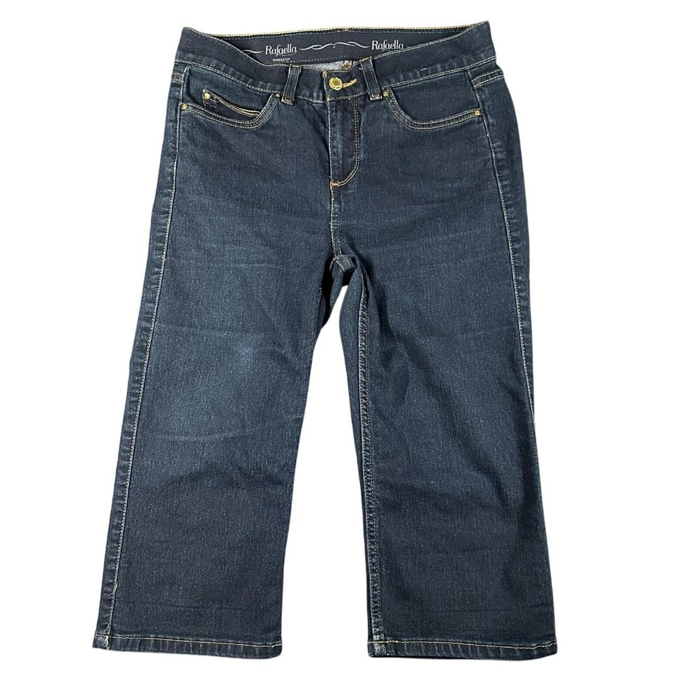 Rafaella Weekend Jeans Womens‎ 6 Blue Dark Wash Wide Leg Stretch Cropped Casual